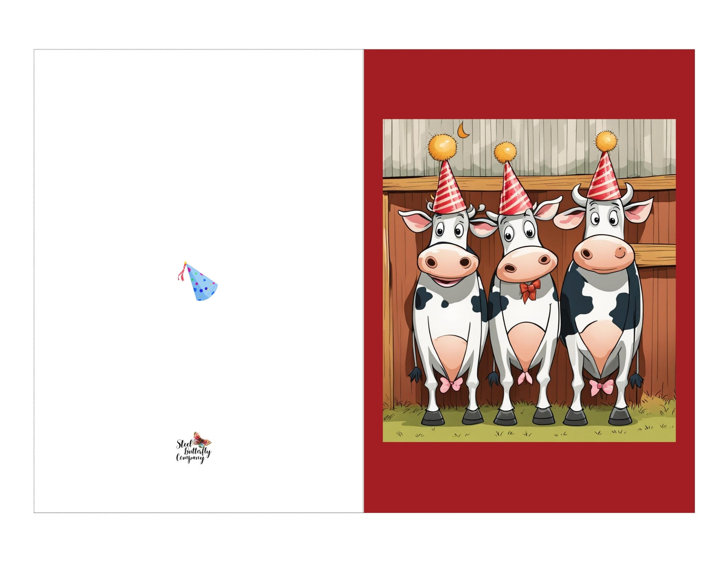 3 Birthday Cows Printable Card