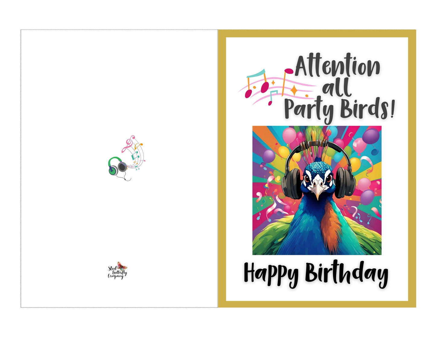 Attention All Party Birds Printable Birthday Card