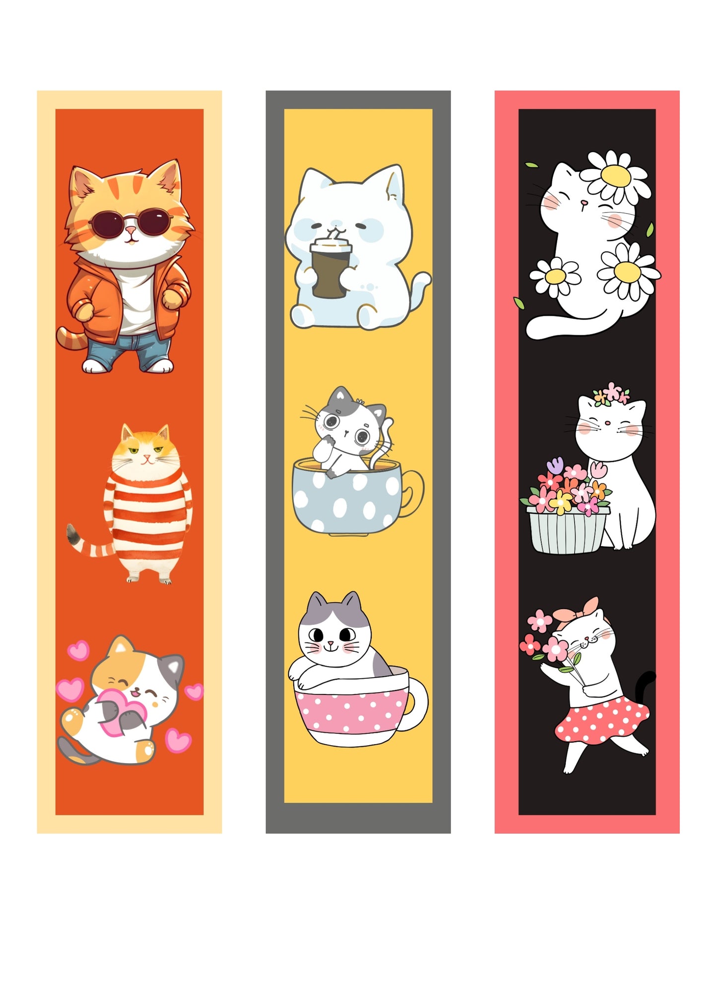 Cat Printable Bookmark Set 1