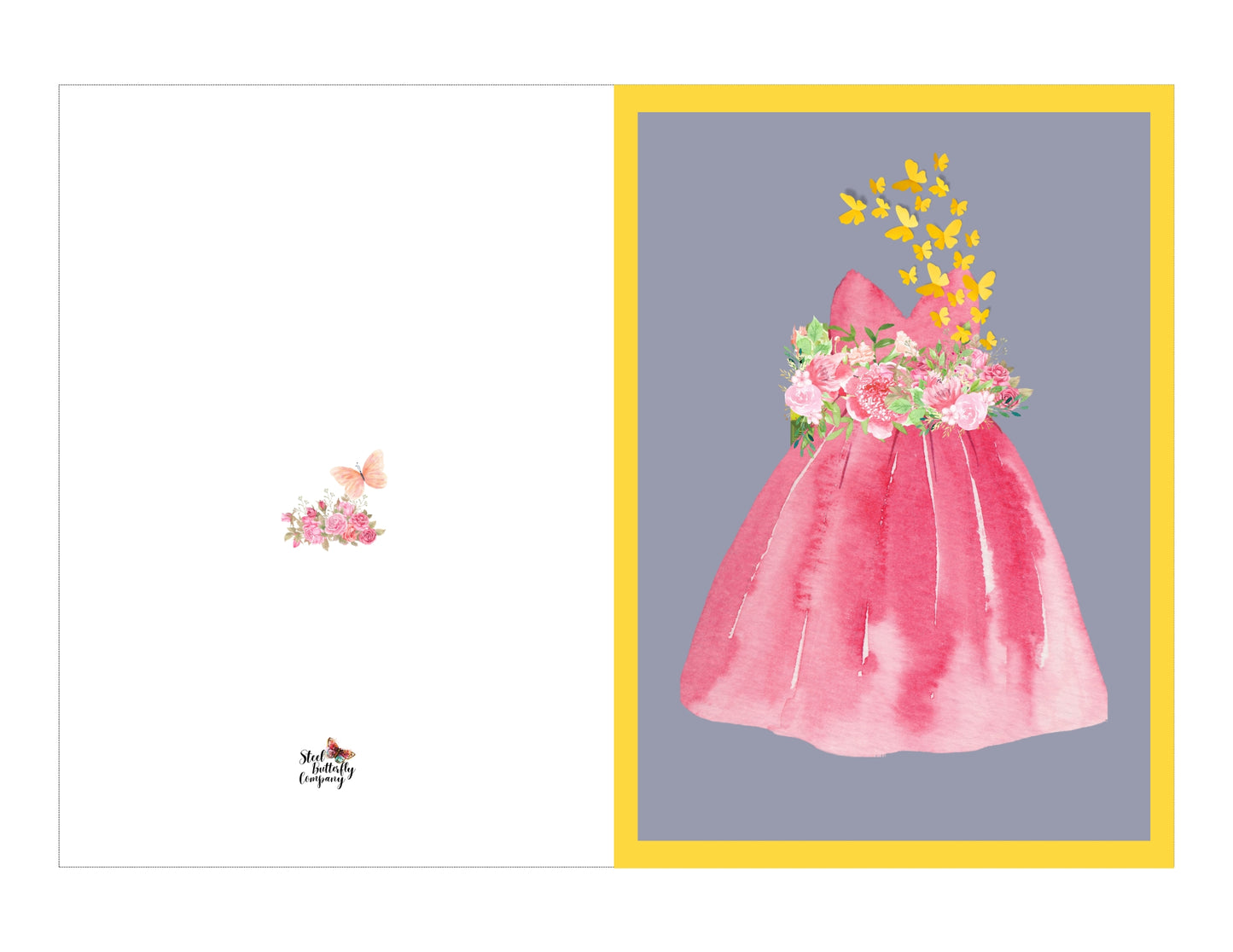 Pink Dress Printable Greeting Card