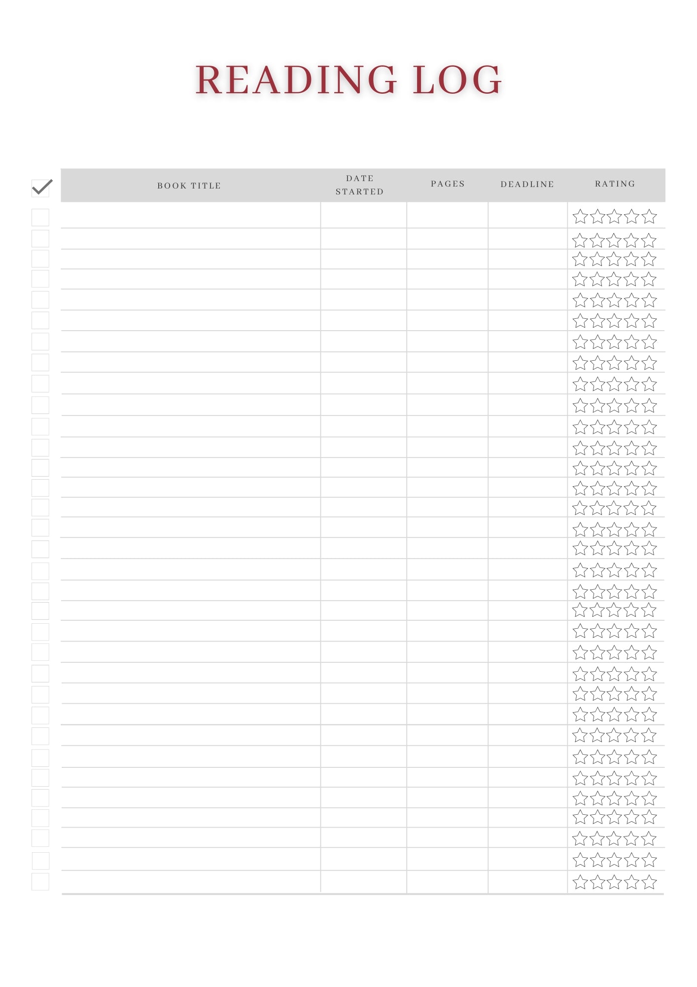 Reading Printable Planner