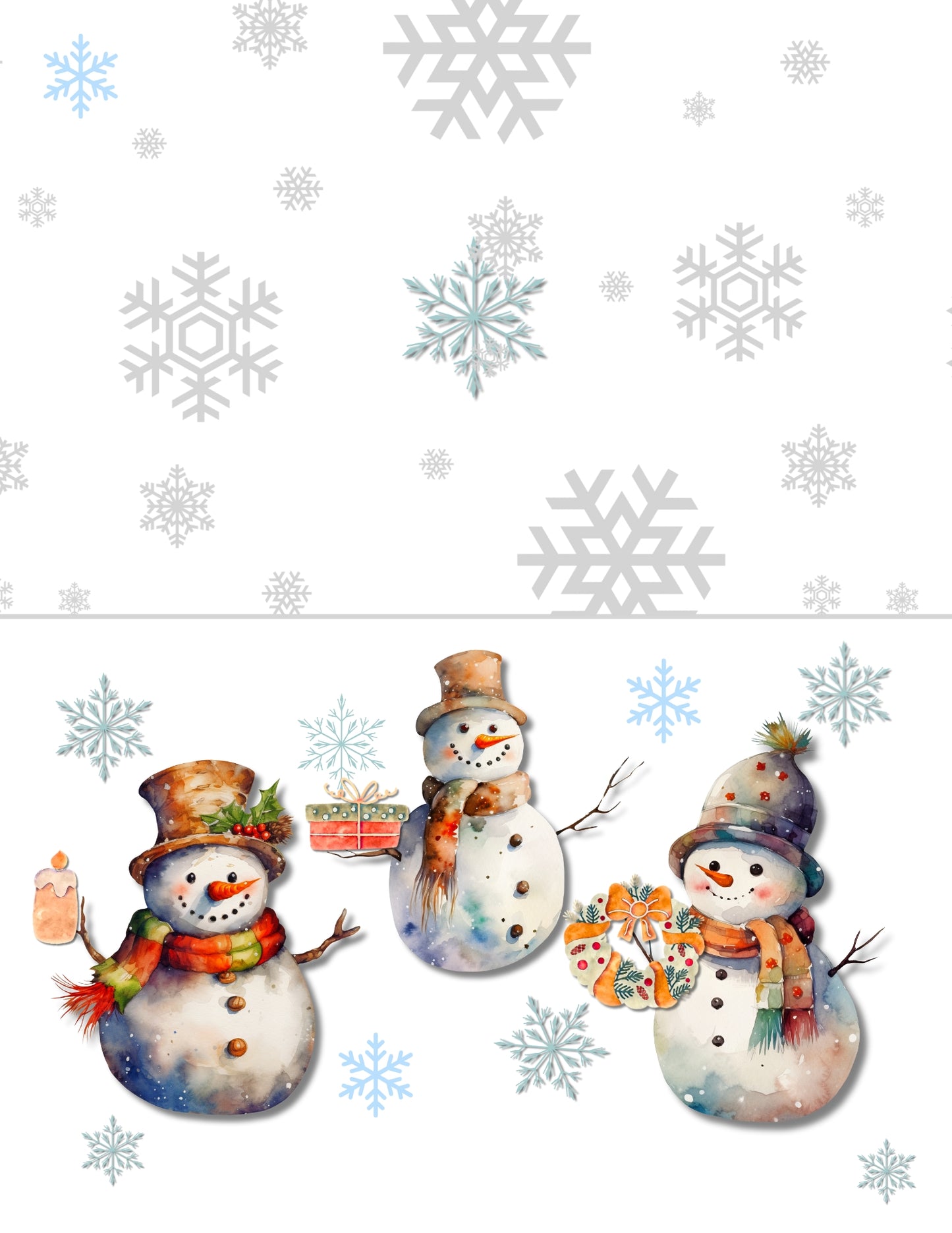 Christmas Snowman Printable Cards Set of 3