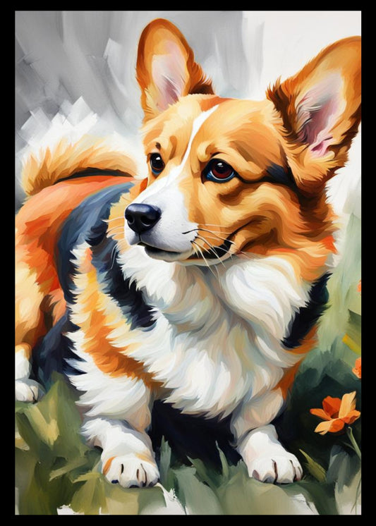 Welsh Corgi oil painting.